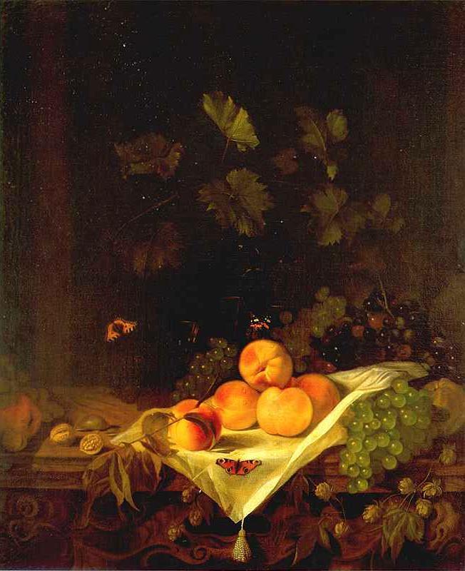 CALRAET, Abraham van Still-life with Peaches and Grapes France oil painting art
